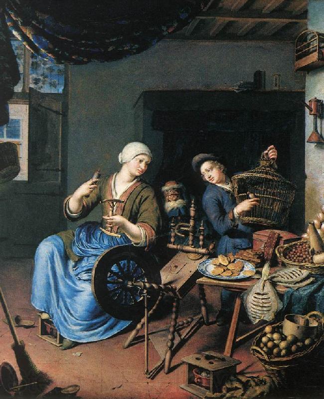 MIERIS, Willem van The Spinner France oil painting art